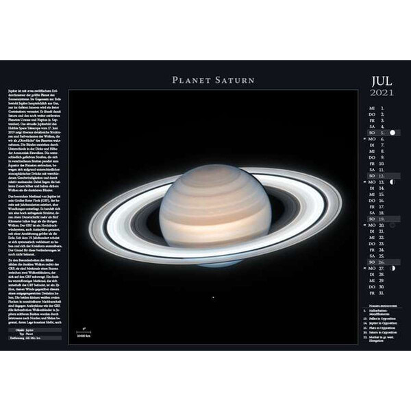 Astronomie-Verlag Calendario Weltraum-Kalender 2021
