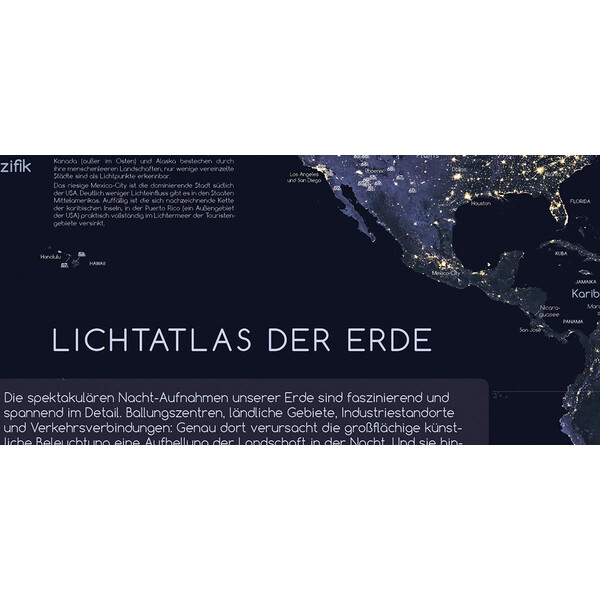 Astronomie-Verlag Poster Die Erde bei Nacht und Sternwarten der Welt