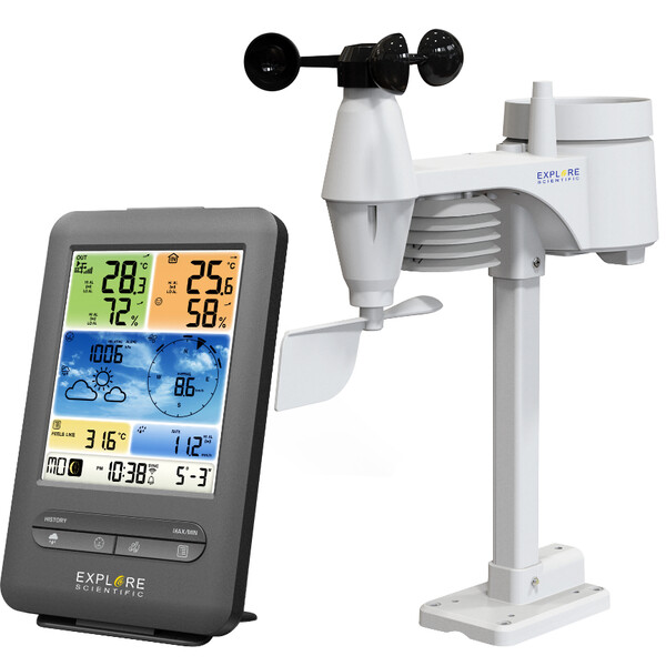 Explore Scientific Stazione meteo WLAN-Wettercenter mit 5-in-1 Profi-Sensor V