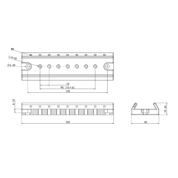Omegon Binario di montaggio per cercatore per 108/600 Quintupletto APO