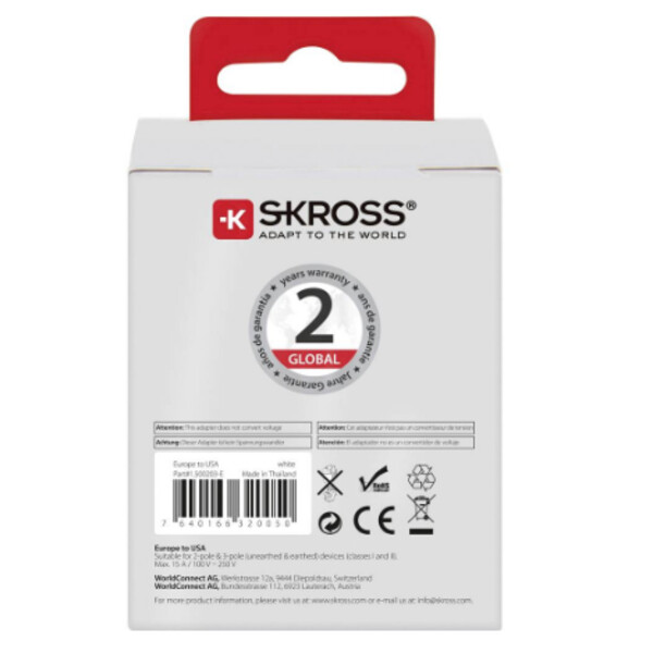 Skross Trasformatore Reiseadapter Europe to USA