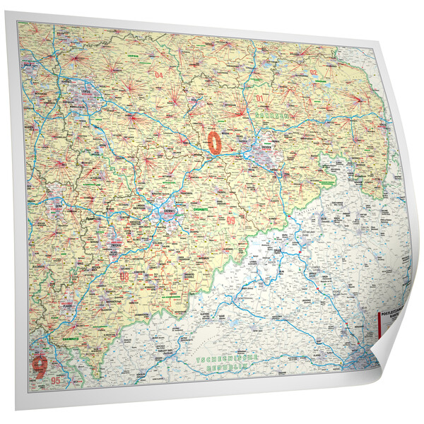 Bacher Verlag Mappa Regionale Postleitzahlenkarte Sachsen (118 x 96 cm)