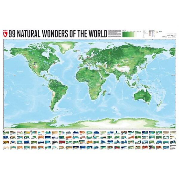 Marmota Maps Mappa del Mondo 99 Naturral Wonders (100x70)