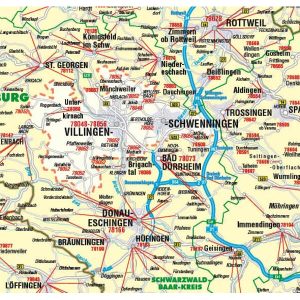 Kastanea Mappa Regionale Postleitzahlenkarte Baden-Württemberg (99 x 122 cm)