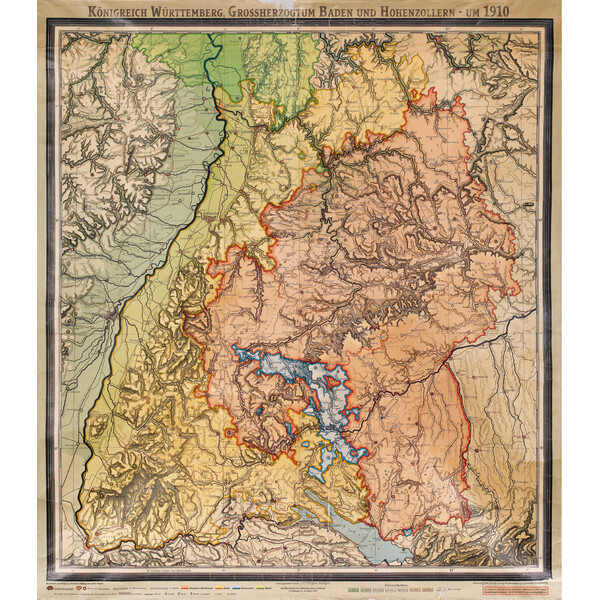 Kastanea Mappa Regionale Historische Baden-Württembergkarte von 1910 (85 x 96 cm)