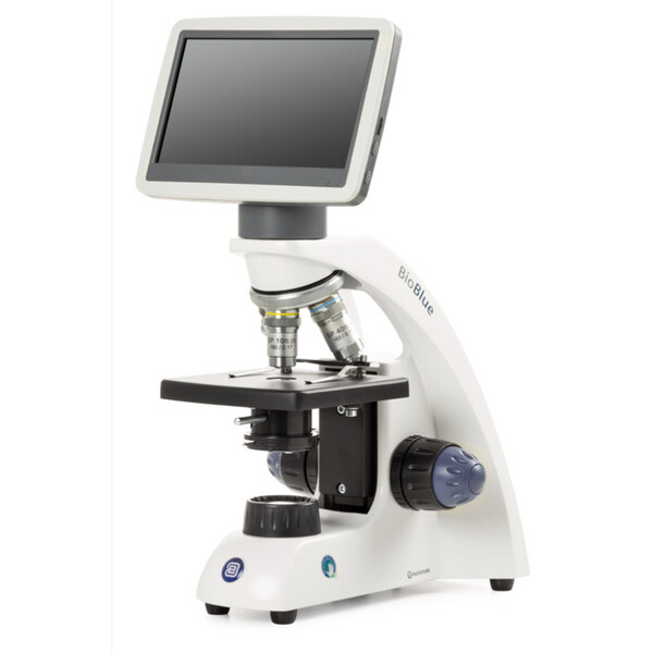 Euromex Microscopio BioBlue, BB.4200-LCD, schermo LCD da 7 pollici, obiettivi SMP 4/10/S40x, DIN, 40x - 400x, 10x/18, LED, 1W, semplice tavolino portaoggetti