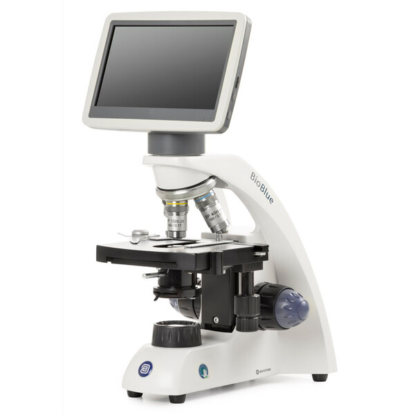 Euromex Microscopio BioBlue, BB.4220-LCD, schermo LCD da 7 pollici, obiettivi SMP 4/10/S40x, DIN, 40x - 400x, 10x/18, LED, 1W, tavolo a croce