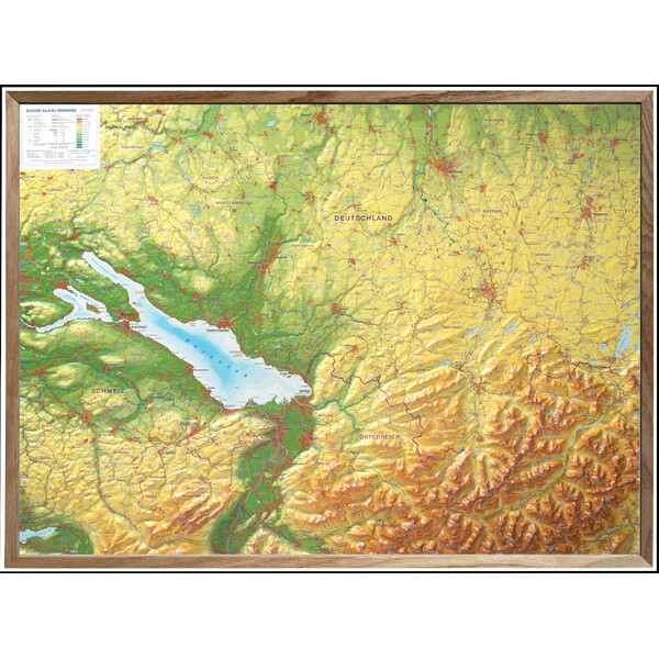 Georelief Mappa Regionale Allgäu Bodensee 3D Reliefkarte (77 x 57 cm)