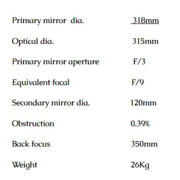 Toscanoptics Ritchey-Chretien RC 315/2835 Carbon OTA