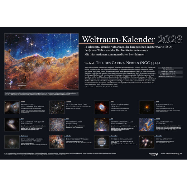 Astronomie-Verlag Calendario Weltraum-Kalender 2023