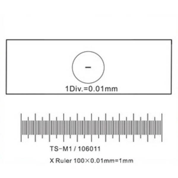 ToupTek Micrometro oggetto, linee (X) 1 mm/100 div. x 0,01 mm