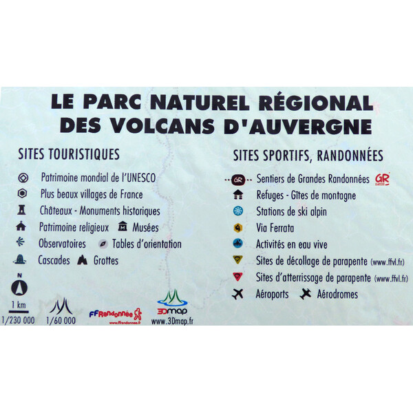 3Dmap Mappa Regionale Le Parc Naturel Régional des Volcans d'Auvergne