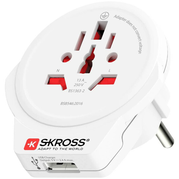 Skross Trasformatore Adattatore da viaggio World to Europe USB 1.0