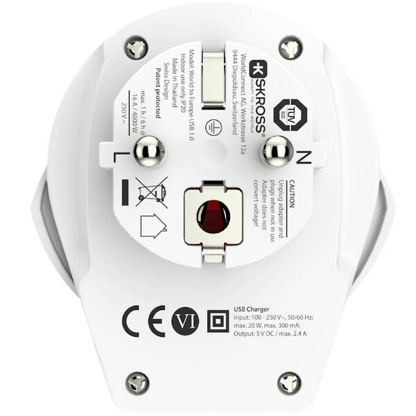 Skross Trasformatore Adattatore da viaggio World to Europe USB 1.0