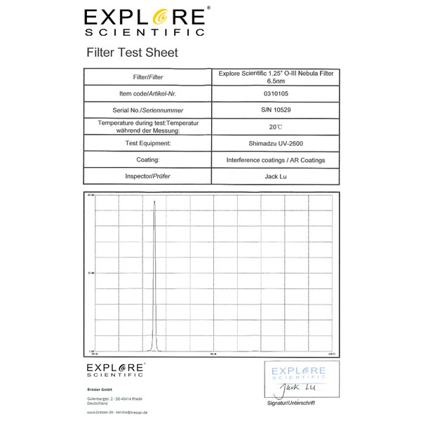 Explore Scientific Filtro OIII 6,5nm 1,25"