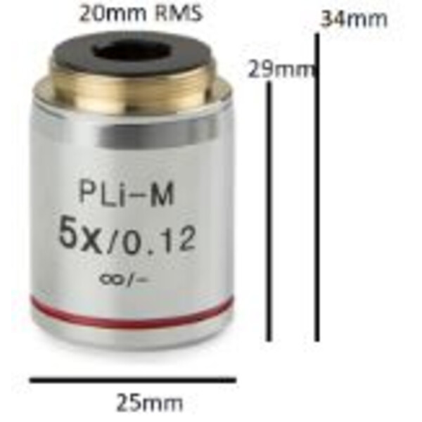 Euromex Obiettivo Obiettivi IS.8105, Plan PL 5x/0.12, w.d. 15.5 mm, infinity, vetro di copertura - (bScope)