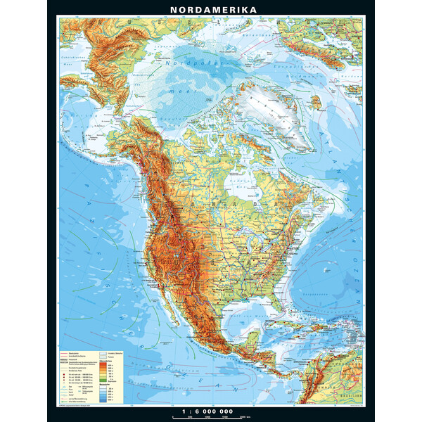 PONS Carta continentale Nord America fisico (158 x 203 cm)