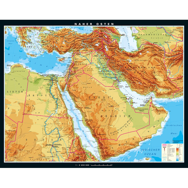 PONS Mappa Regionale Medio Oriente fisico (203 x 158 cm)