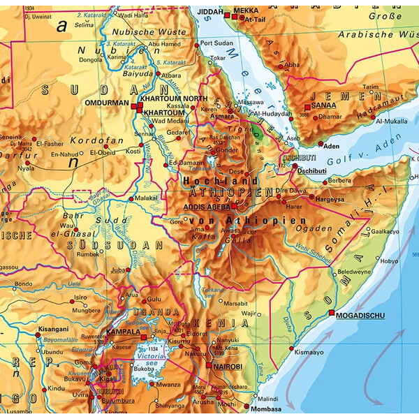 PONS Carta continentale Africa fisica (157 x 206 cm)