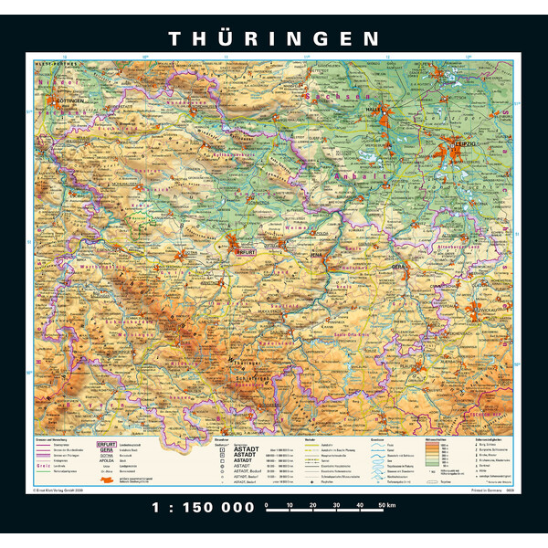 PONS Mappa Regionale Thüringen physisch/politisch (148 x 150 cm)