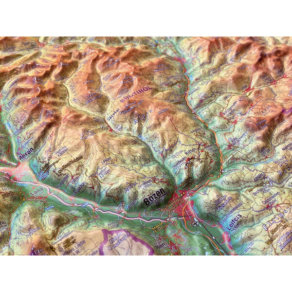 Georelief Mappa Regionale Tirol (77 x 57 cm) 3D Reliefkarte mit Alu-Rahmen