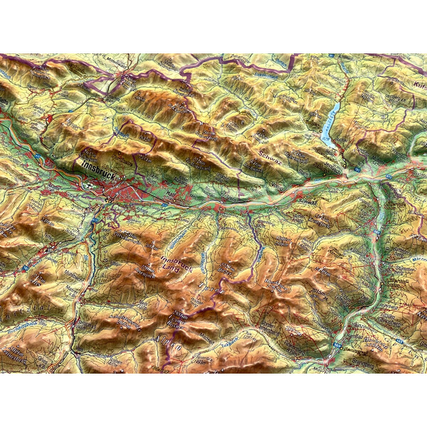 Georelief Mappa Regionale Tirol (77 x 57 cm) 3D Reliefkarte mit Alu-Rahmen