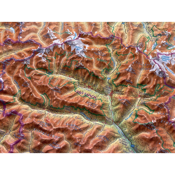 Georelief Mappa Regionale Tirol (78 x 58 cm) 3D Reliefkarte mit Holzrahmen