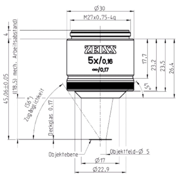 ZEISS Obiettivo EC Plan-Neofluar, 5x/0,16 wd= 8,5 mm