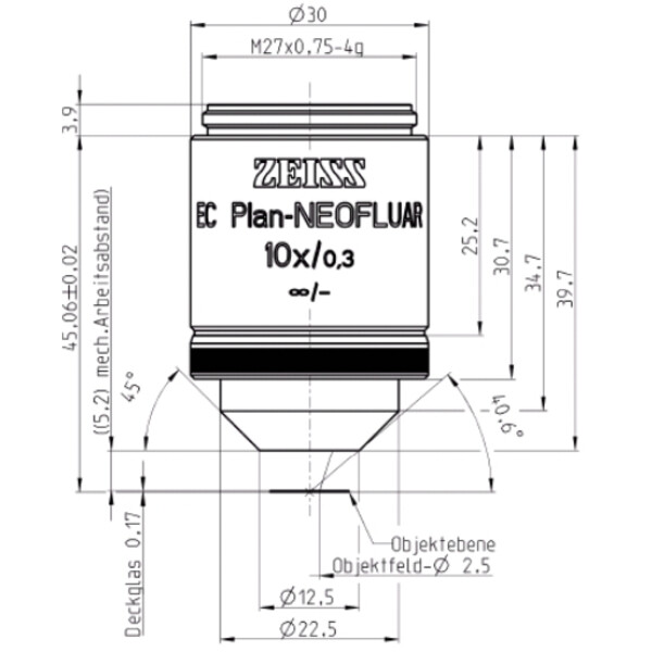 ZEISS Obiettivo Obiettivi EC Plan-Neofluar, 10x/0,3 wd=5,2mm