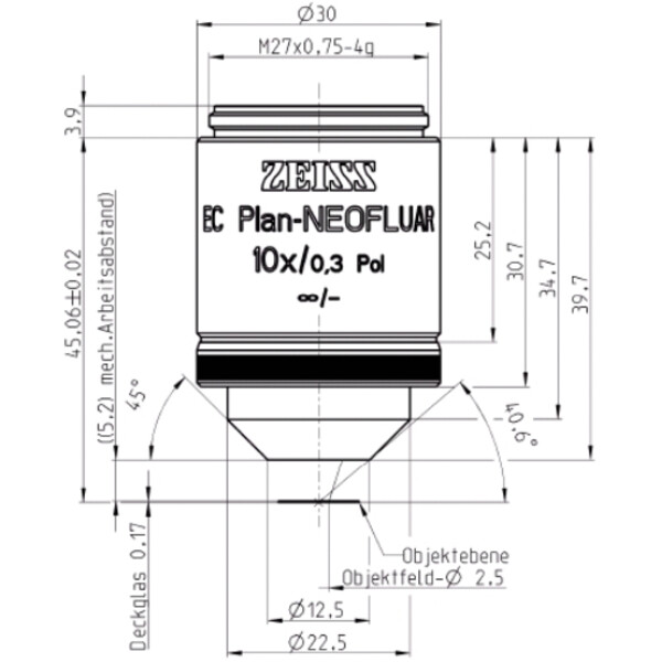 ZEISS Obiettivo EC Plan-Neofluar, POL, 10x/0,3 Pol wd=5,2mm