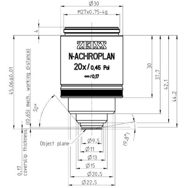 ZEISS Obiettivo N-Achroplan 20x/0,45 polo wd=0,63mm