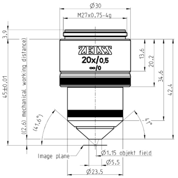 ZEISS Obiettivo W N-Achroplan 20x/0,5 wd=2,6mm