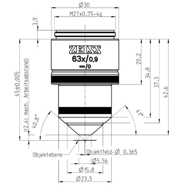 ZEISS Obiettivo W N-Achroplan 63x/0,9 wd=2,4mm