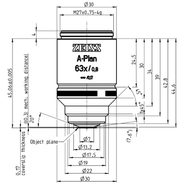 ZEISS Obiettivo A-Plan 63x/0,8 wd=0,30mm