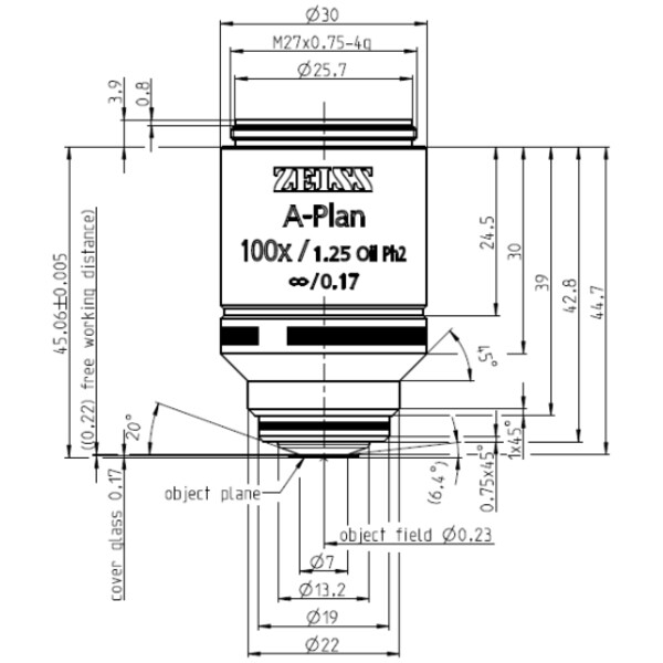 ZEISS Obiettivo A-Plan 100x/1,25 Oil Ph2 wd=0,22mm