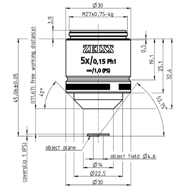 ZEISS Obiettivo Obiettivi LD A-Plan 5x/0,15 Ph1 wd=11,7mm