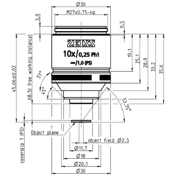 ZEISS Obiettivo Obiettivi LD A-Plan 10x/0,25 Ph1 wd=8,5mm