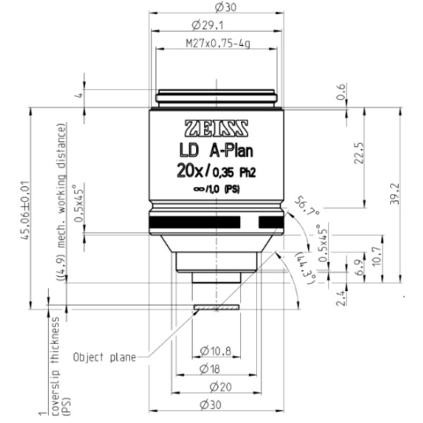 ZEISS Obiettivo Objektiv LD A-Plan 20x/0,35 Ph2 wd=4,9mm