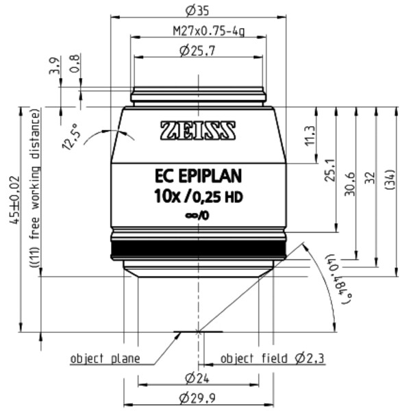 ZEISS Obiettivo EC Epiplan 10x/0,25 HD wd=11,0mm