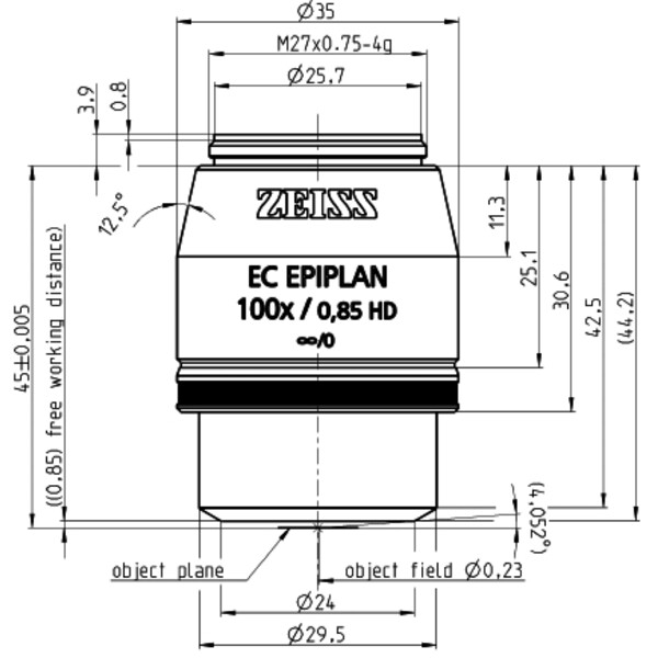 ZEISS Obiettivo Obiettivi EC Epiplan 100x/0,85 HD wd=0,87mm