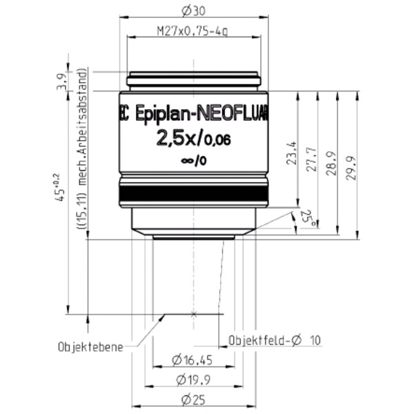 ZEISS Obiettivo Obiettivi EC Epiplan-Neofluar 2,5x/0,06 wd=15,1mm