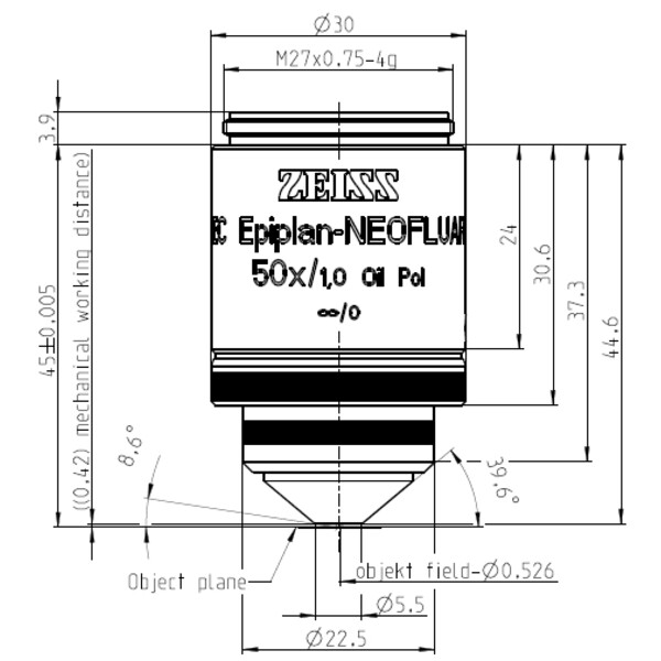 ZEISS Obiettivo Objektiv EC Epiplan-Neofluar 50x/1,0 Oil Pol wd=0,40mm