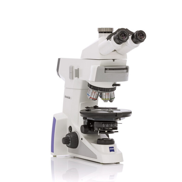 ZEISS Microscopio Axiolab 5 Pol, trino, infinity, plan, neofl, 5x, 10x, 20x, 40x, 10x/23, Dl, LED, 10W, 5xH Pol codificato, incl. Lambda Comp., piastra reticolo a croce e guida oggetti