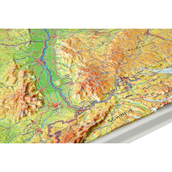 Georelief Mappa Germania, carta in rilievo grande con cornice in legno (in tedesco)