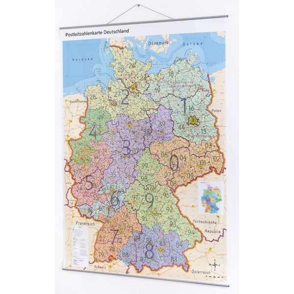 GeoMetro Mappa Deutschland politisch mit Postleitzahlen PLZ XL (100 x 140 cm)