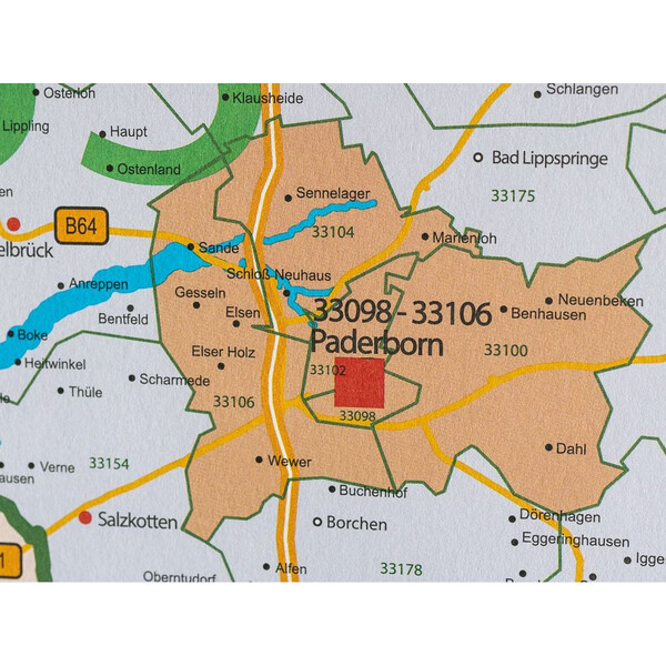 GeoMetro Mappa Regionale Nordrhein-Westfalen Postleitzahlen PLZ NRW (118 x 100 cm)