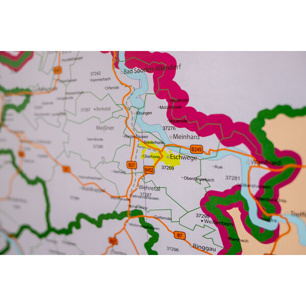 GeoMetro Mappa Regionale Hessen Postleitzahlen PLZ (100 x 140 cm)