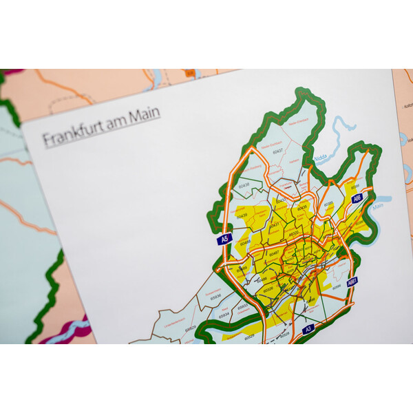 GeoMetro Mappa Regionale Hessen Postleitzahlen PLZ (100 x 140 cm)