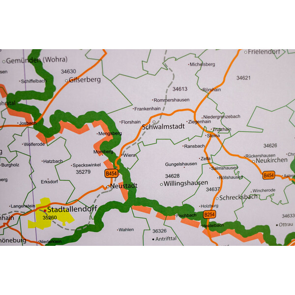 GeoMetro Mappa Regionale Hessen Postleitzahlen PLZ (100 x 140 cm)