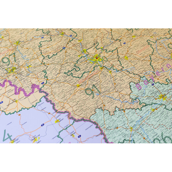 GeoMetro Mappa Regionale Bayern Postleitzahlen PLZ (100 x 140 cm)